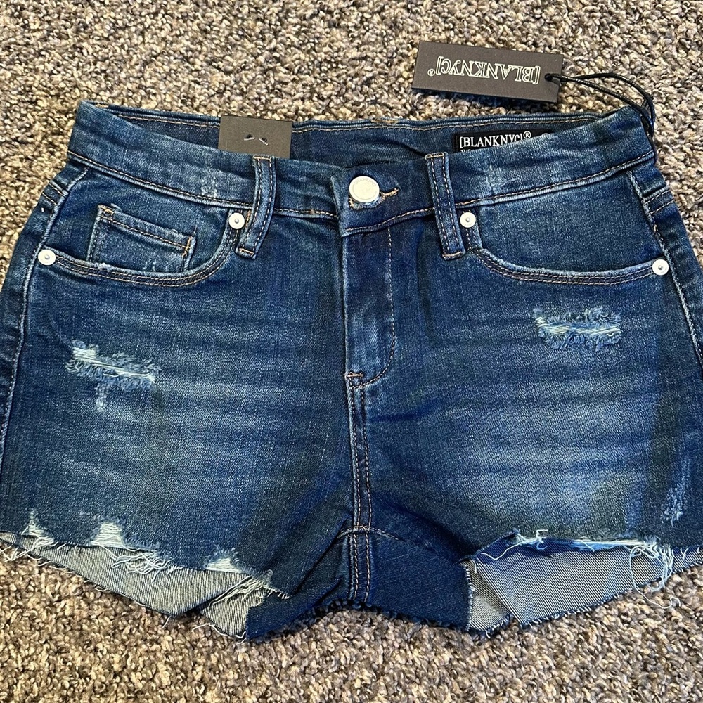 Blank NYC The Astor distressed denim Cutoff short.